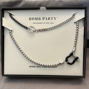 Bomb Party Silver and Black Necklace